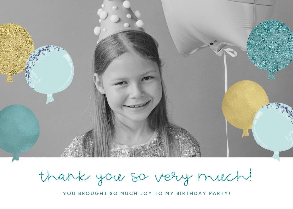 Balloons happiness - birthday thank you card